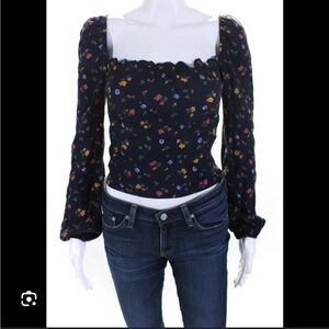 Navy Blue Floral Reformation Blouse 💙